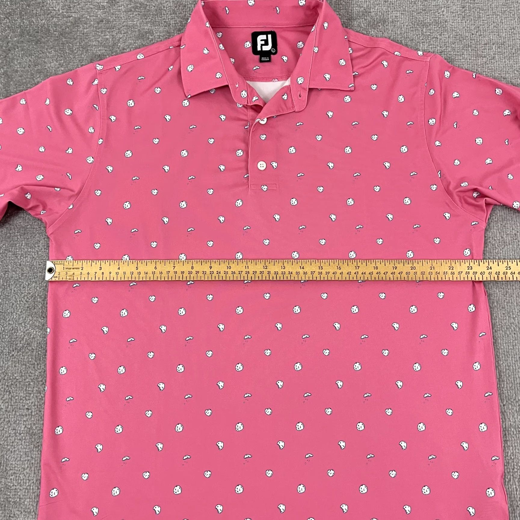 Footjoy FootJoy Polo Shirt Mens Large Pink Cookie Print Performance Golf Heritage Shores Polo Shirt Mens Large Pink Cookie Print FootJoy Size US L / EU 52-54 / 3 - 5 Thumbnail
