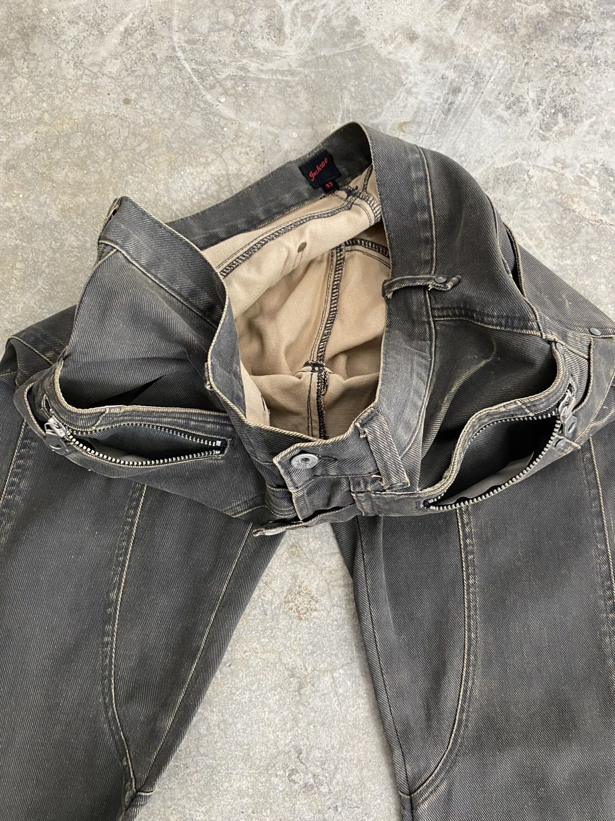 JACKROSE 2000’s Jackrose Coated Panelled Super Flared Jeans Size US 32 / EU 48 - 17 Thumbnail