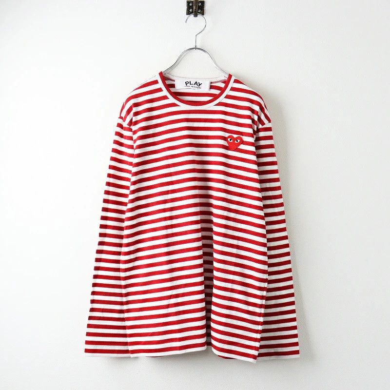 Comme des Garcons PLAY T-Shirts Cotton Long Sleeve Crewneck Stripe Red Size US M / EU 48-50 / 2 - 1 Thumbnail