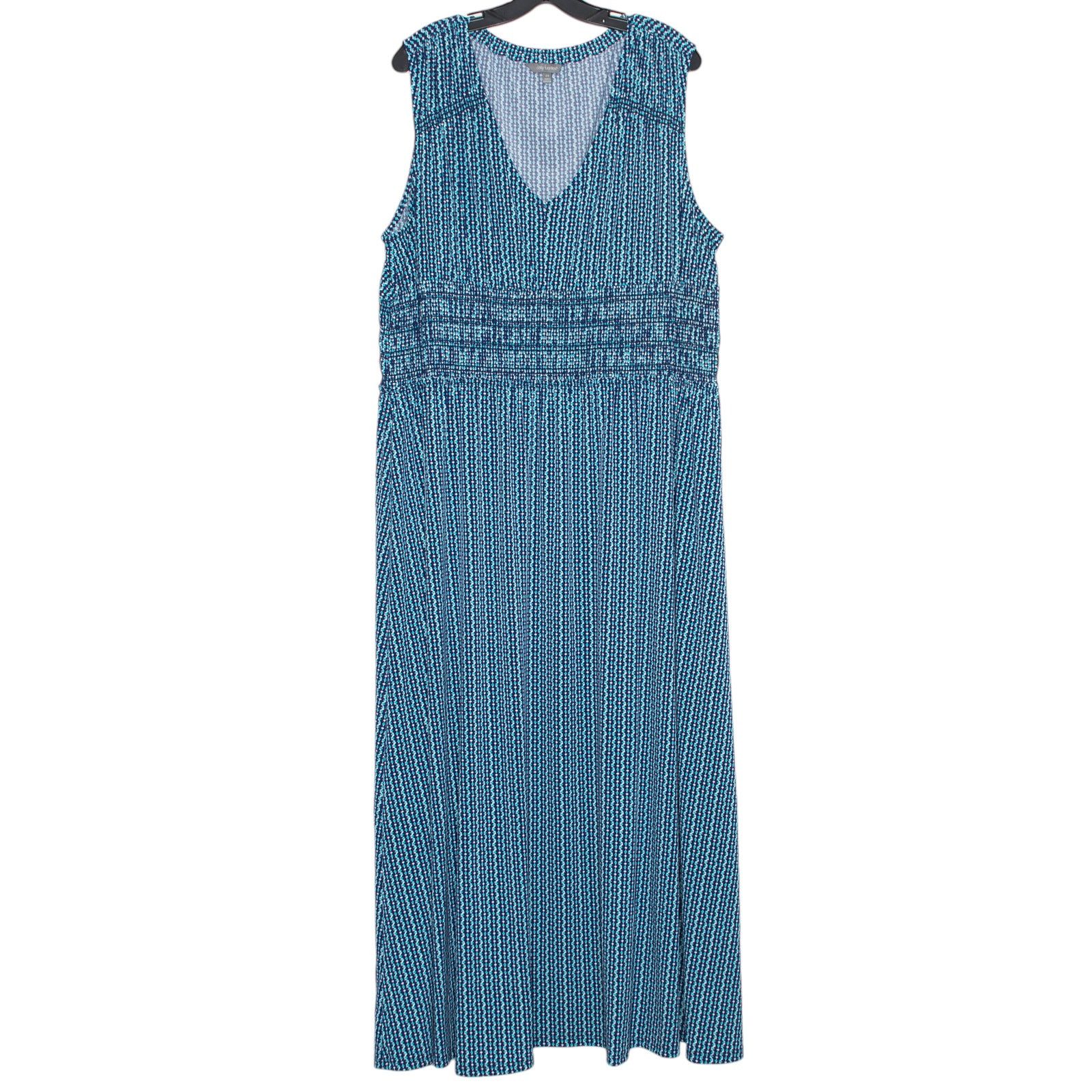 Other Daisy Fuentes Maxi Dress Smocked Blue Boho Resort Beachy 2X Size XXL / US 16-18 / IT 52-54 - 1 Thumbnail