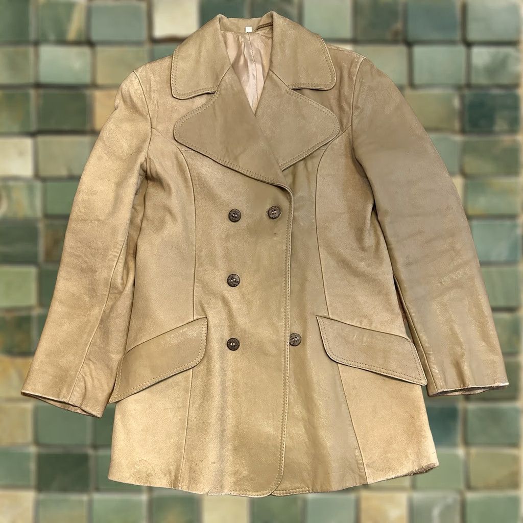 Doublet VINTAGE Women’s S/M Beige Suede Leather Jacket 80s Double Breasted Overcoat Size M / US 6-8 / IT 42-44 - 1 Thumbnail