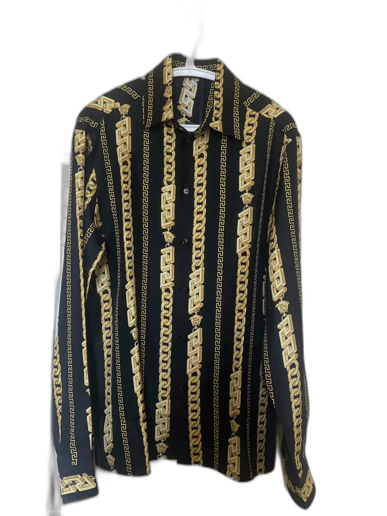 Versace Versace Gold Chain Print Silk Long Sleeve Shirt - dmc Size M / US 6-8 / IT 42-44 - 1 Thumbnail