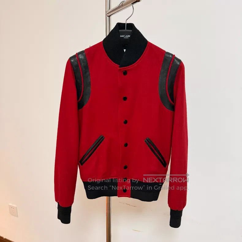 Saint Laurent Paris Saint Laurent Paris Black and Red Patchwork Wool Teddy Bas Size XS / US 0-2 / IT 36-38 - 1 Thumbnail