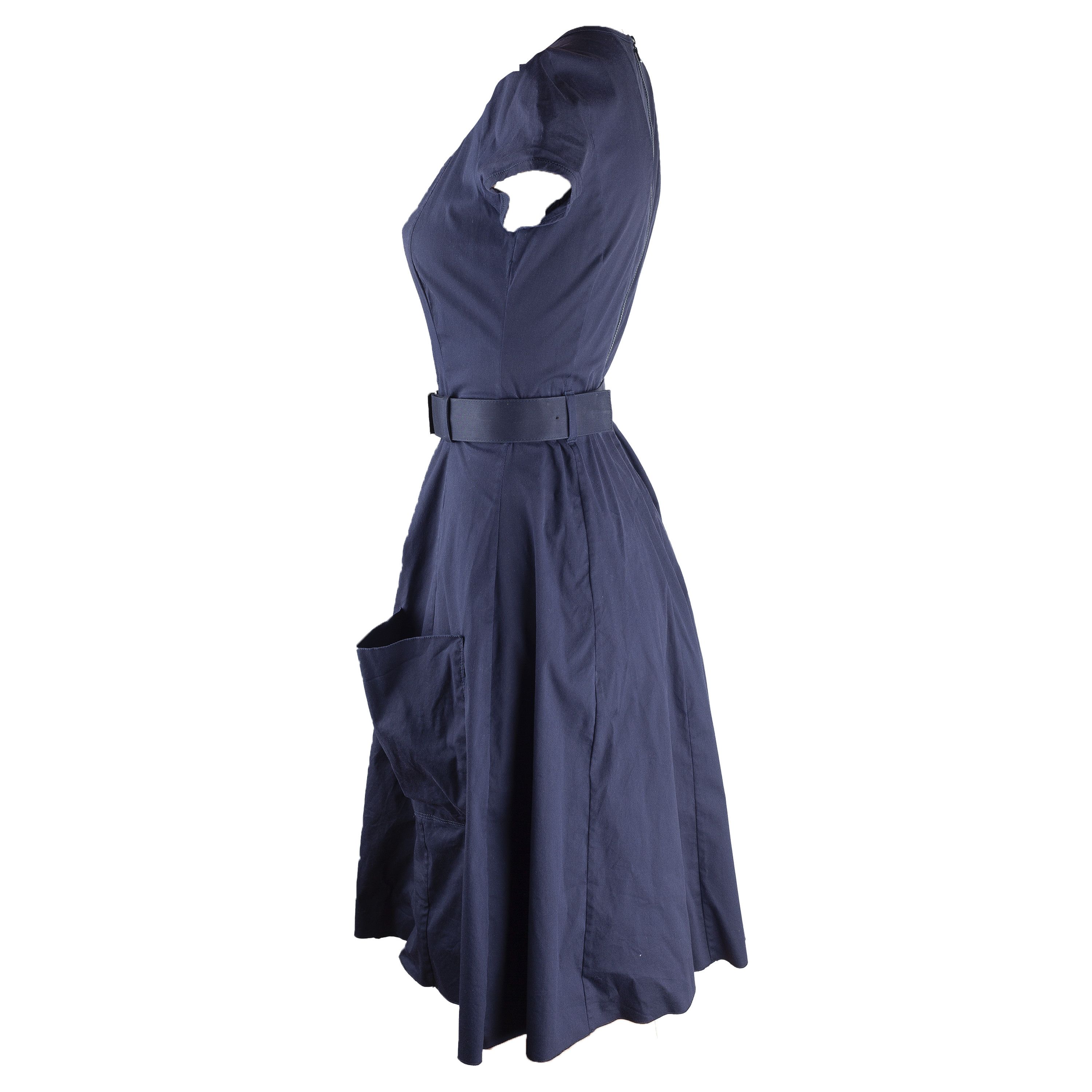 Prada Prada Vintage Belted Navy Dress (M) Size M / US 6-8 / IT 42-44 - 3 Thumbnail