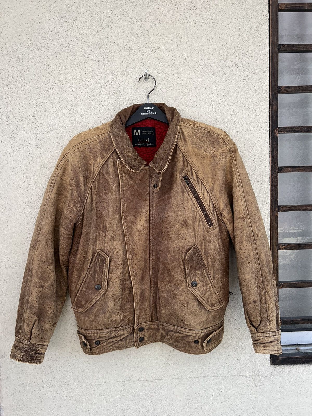 Leather Vintage 80s ixi:z Distress Patina Leather Lined Moto Jacket Size US M / EU 48-50 / 2 - 6 Thumbnail