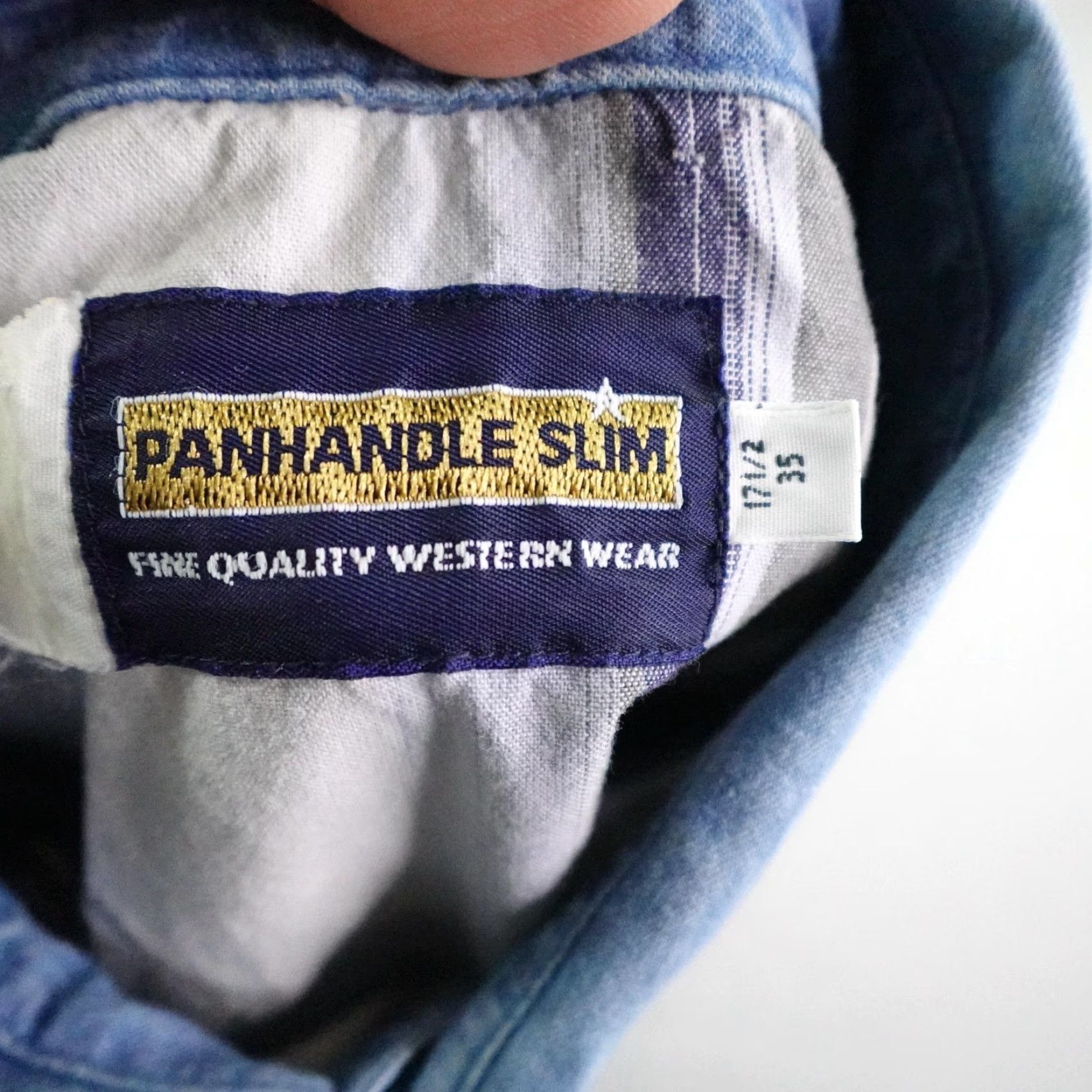 Vintage VINTAGE Panhandle Slim Shirt Mens XL Gray Stripes Denim Collar Button Up Western Size US XL / EU 56 / 4 - 6 Thumbnail