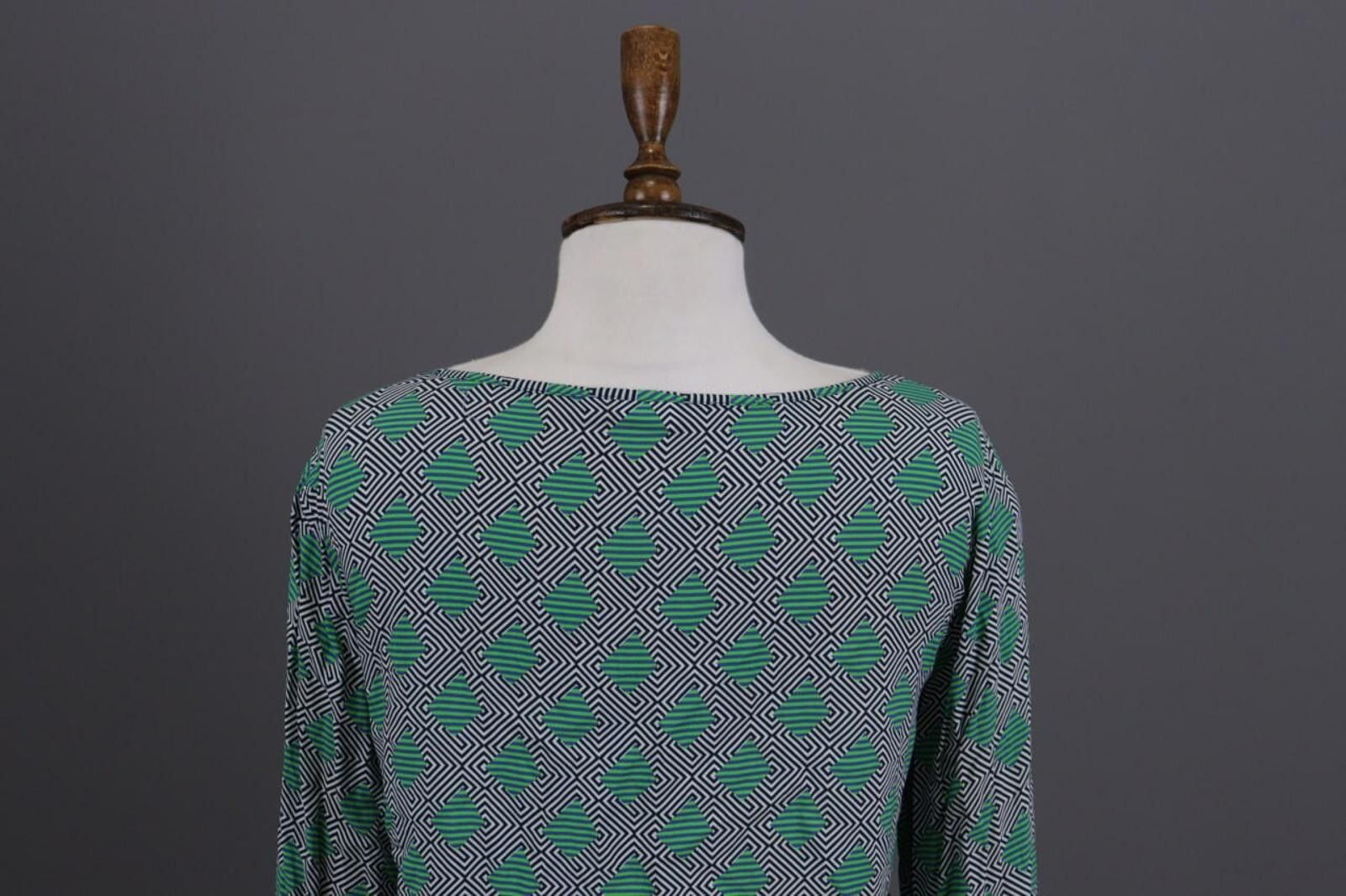 Designer Emily Van Den Bergh Green Geometric Summer Shirt Top Size 38 Size M / US 6-8 / IT 42-44 - 11 Thumbnail