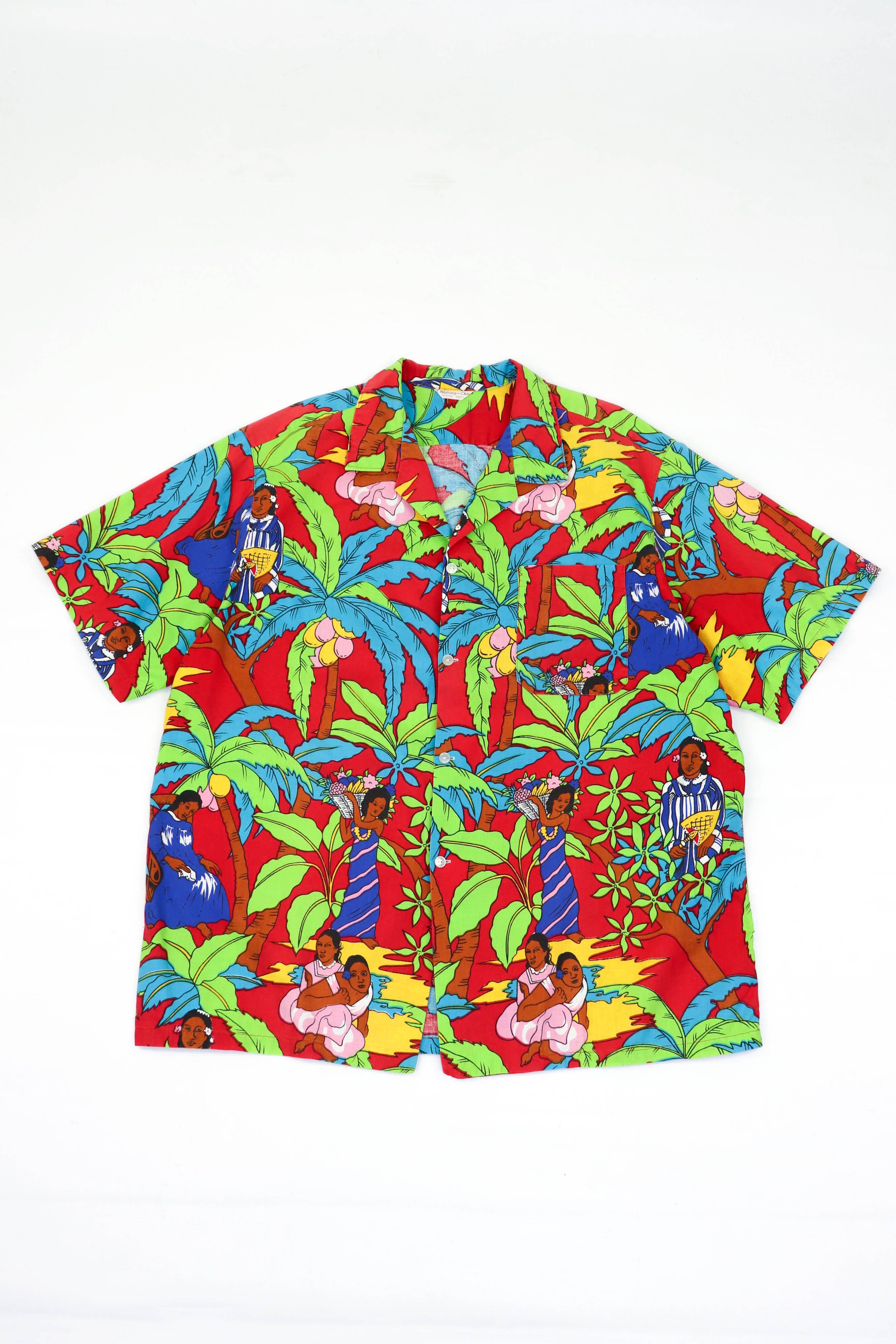 image of Aloha Wear x Hawaiian Shirt L' Homme-Chic Tahiti Vintage Graphics Hawaiian Aloha Shirt (Size 2XL)