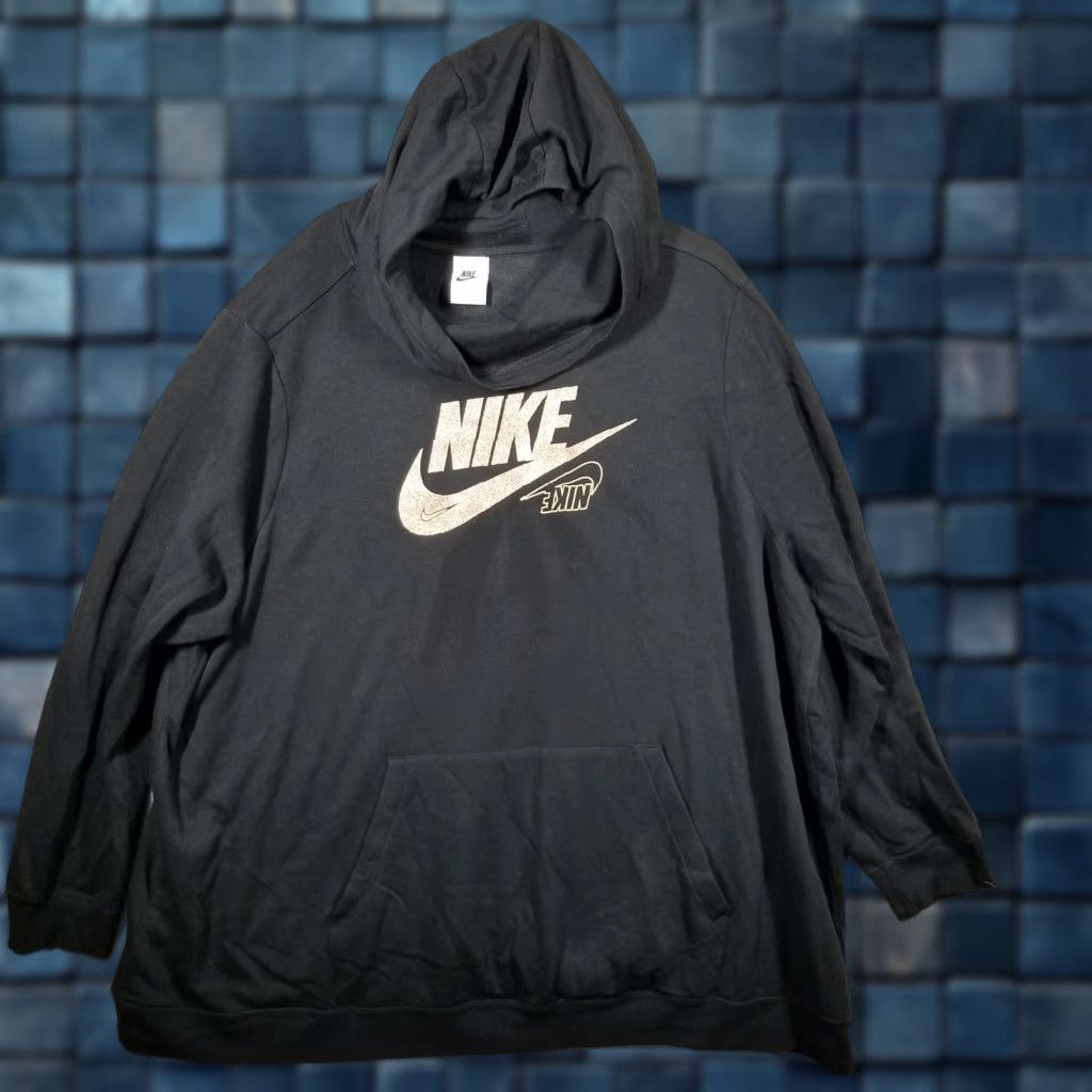 Nike Nike Hoodie Womens 3X Black Gold Glitter Logo Fleece Pullover Pocket DO6201-010 Size XXL / US 16-18 / IT 52-54 - 1 Thumbnail