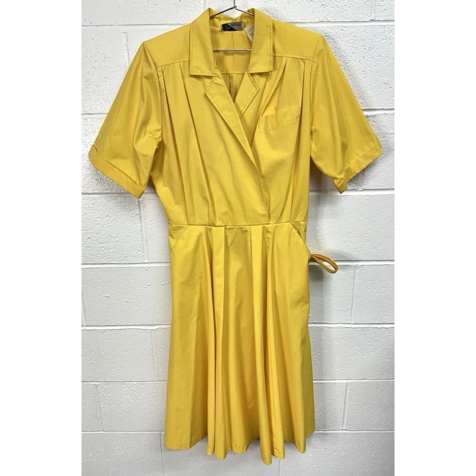 Vintage VINTAGE Sunshine Starshine Yellow Shirt Dress 16 Button Side Belted 80s Mod Dress Boys? Wait Size XXL / US 16-18 / IT 52-54 - 2 Thumbnail