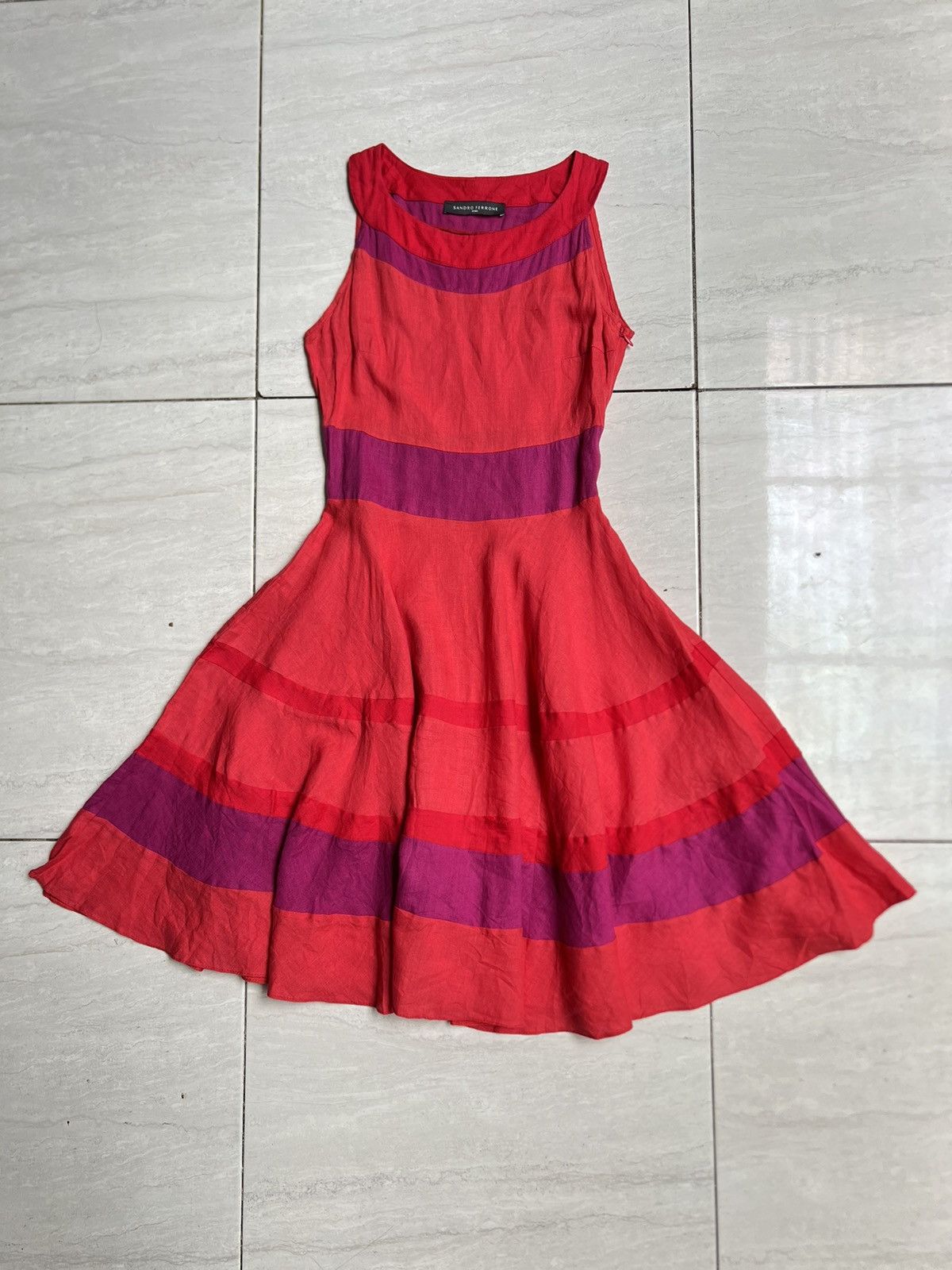 Sandro Sandro Ferrone Red Midi Dress Size XS / US 0-2 / IT 36-38 - 6 Thumbnail