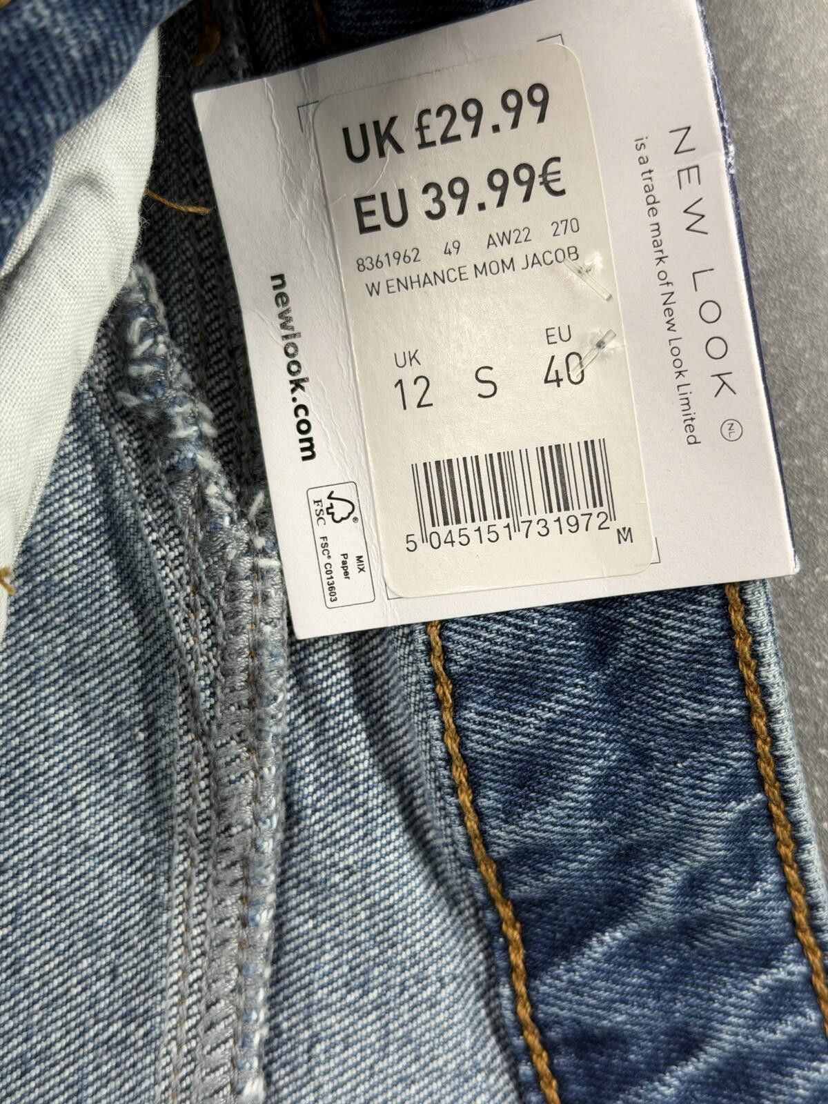 Other New look blue denim jeans in size uk 12 Size 30" / US 8 / IT 44 - 3 Thumbnail