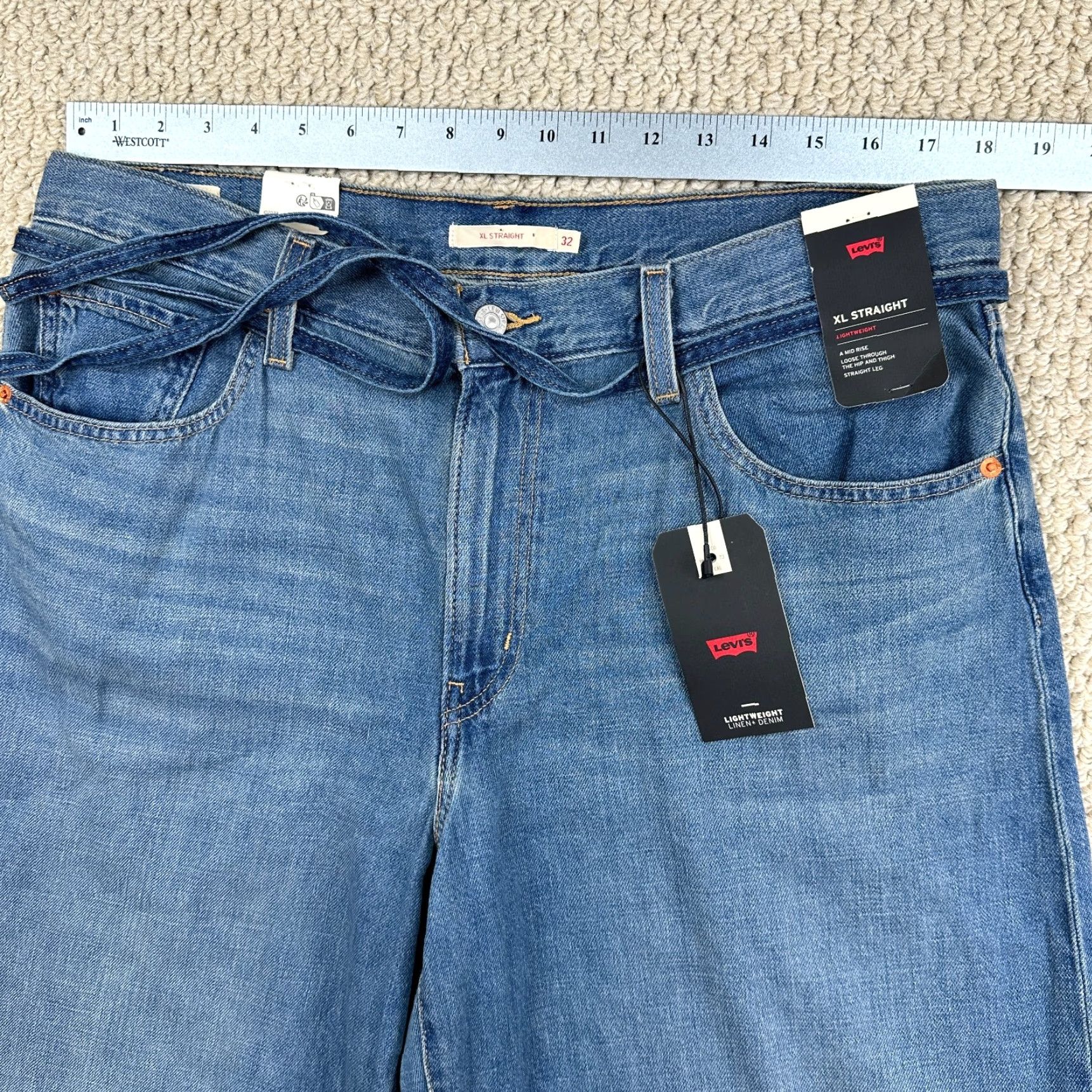 VINTAGE Levis XL Straight Jeans Women 32x31 Blue Denim Cotton Linen Wide Leg Baggy - Levi's Jeans - 80s Grunge Retro USA Mens?