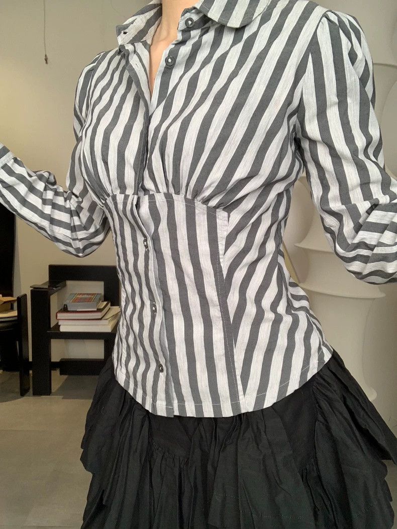 Vivienne Westwood size38 Gray striped waist shirt