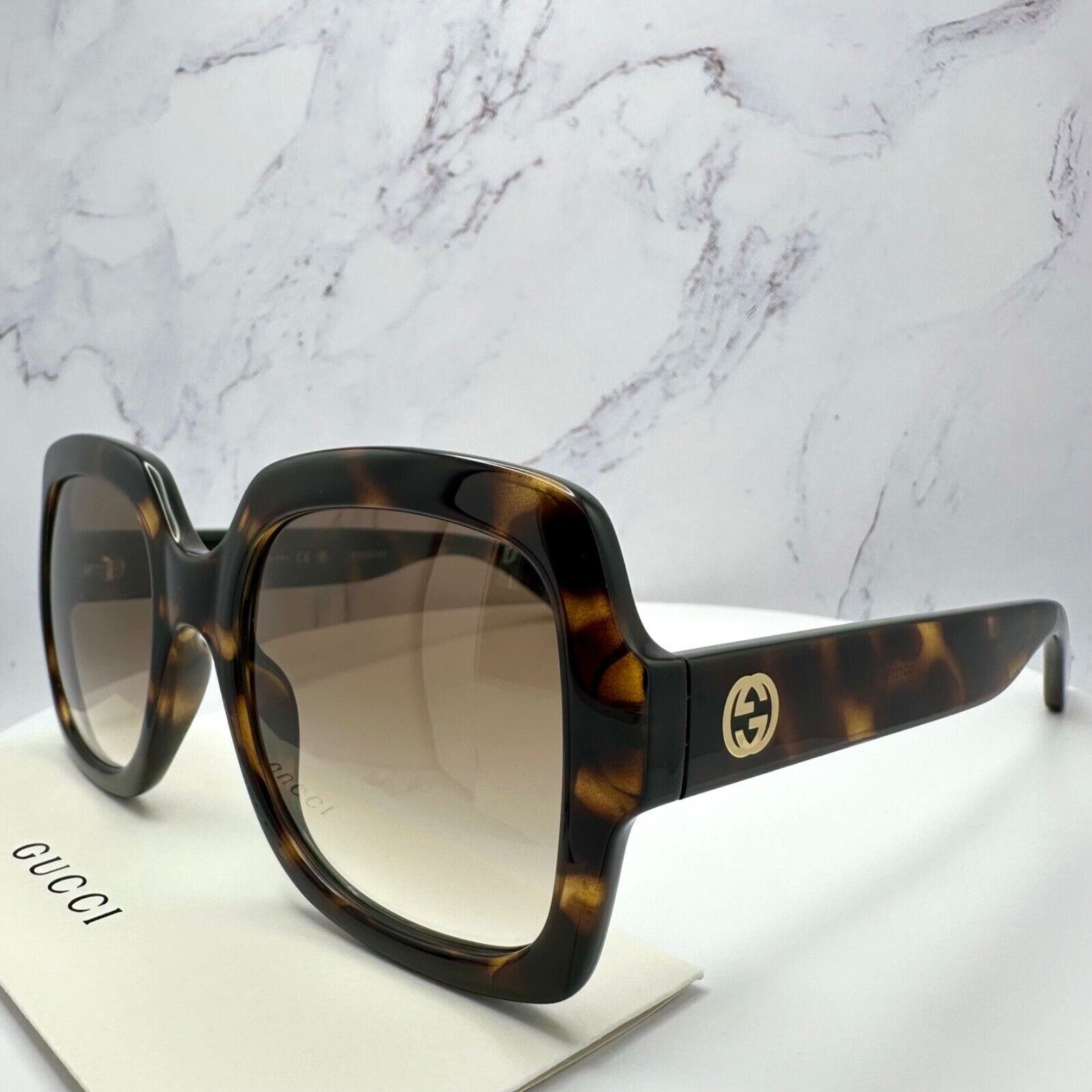 Gucci Gucci Sunglasses Brown Black Tortoise Gold GG Oversized Size ONE SIZE - 21 Thumbnail