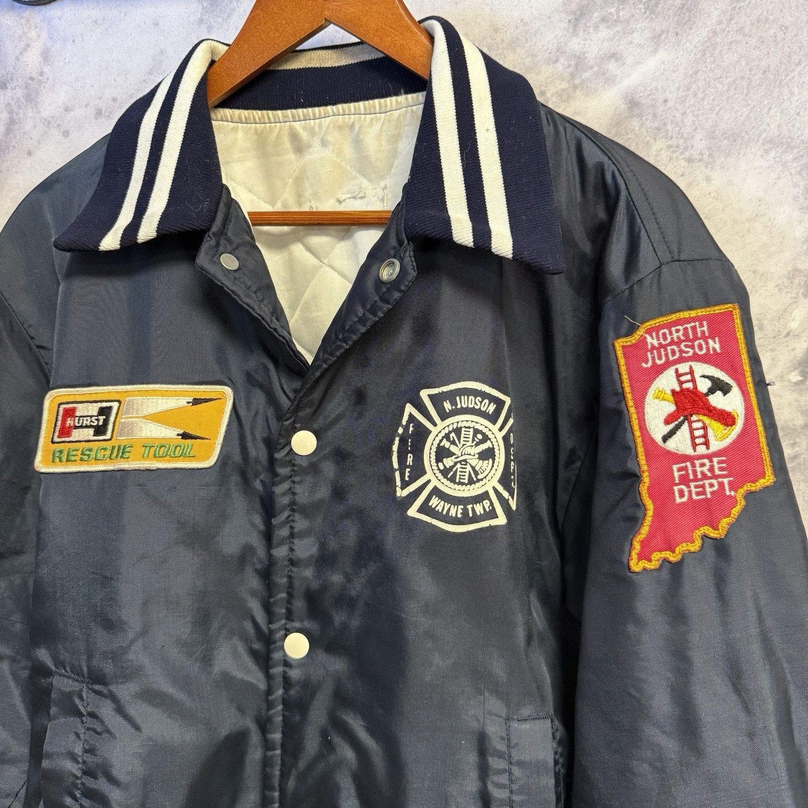 Vintage Vintage Fire Dept Bomber Jacket Mens Blue Insulated Size US M / EU 48-50 / 2 - 3 Thumbnail