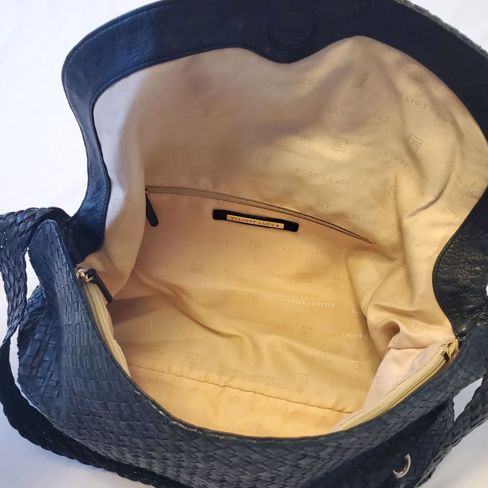 Vintage Elliott Lucca Black Leather Braided Slouch Shoulder Bag Bronze Bubble Hardware Ladies Medium Bag Size ONE SIZE - 6 Thumbnail