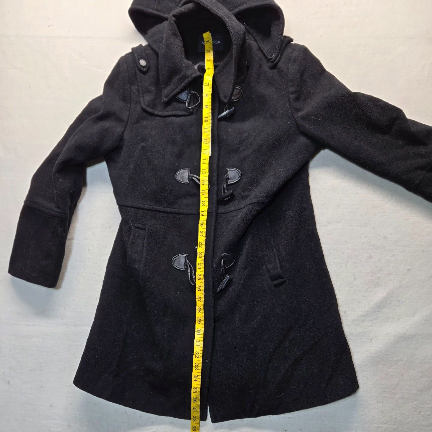 Nautica NAUTICA Wool Pea Coat Jacket Women XL Black Insulated Lined Polyester Zip Button Size XL / US 12-14 / IT 48-50 - 7 Thumbnail