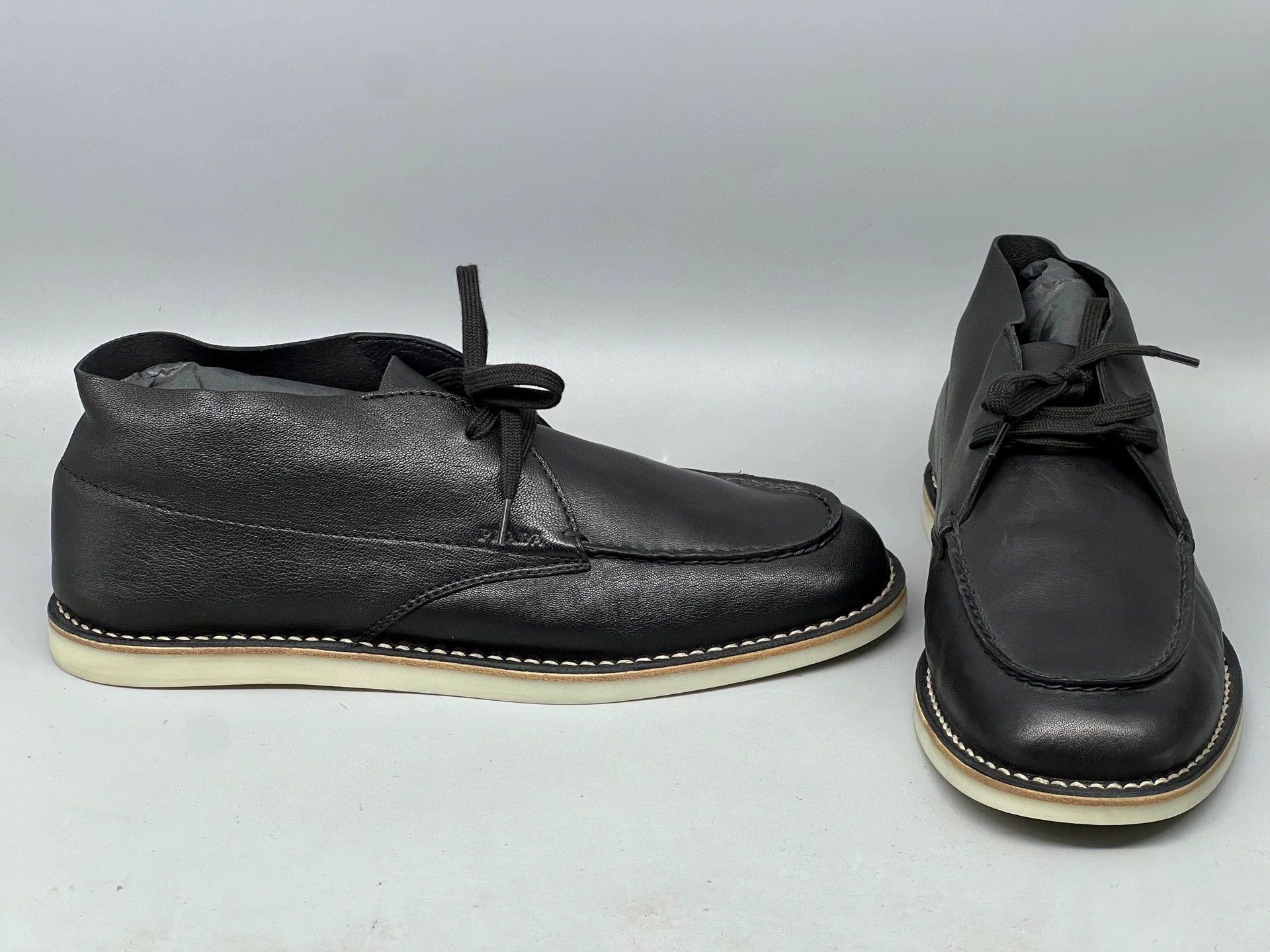 Prada prada men's black leather high-top shoes Size US 6 / EU 39 - 2 Thumbnail
