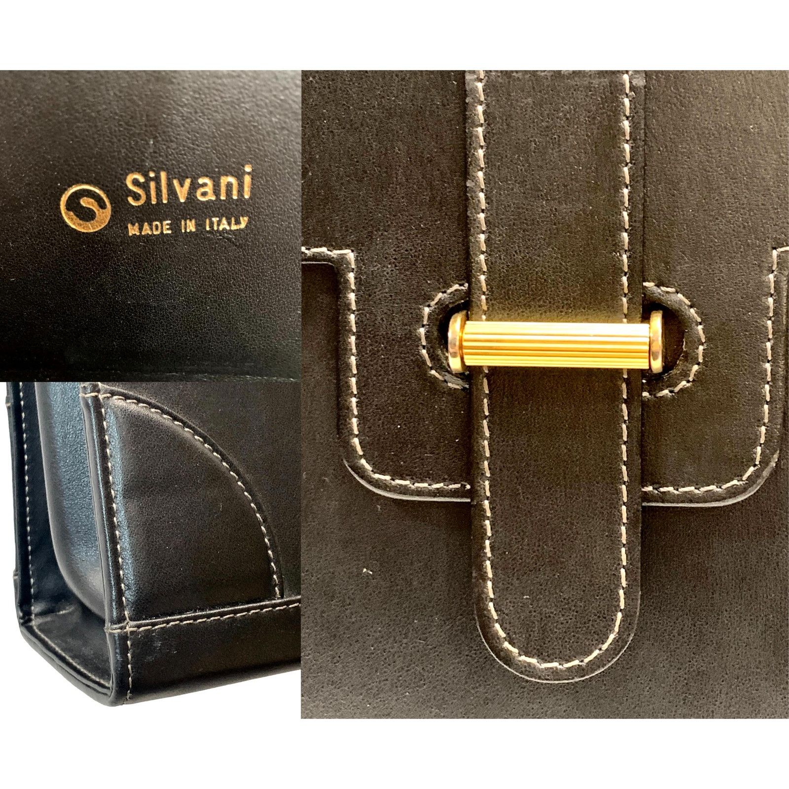 Genuine Leather × Vintage Vintage Silvani Italy Black Leather Structured Shoulder Bag Size ONE SIZE - 7 Thumbnail