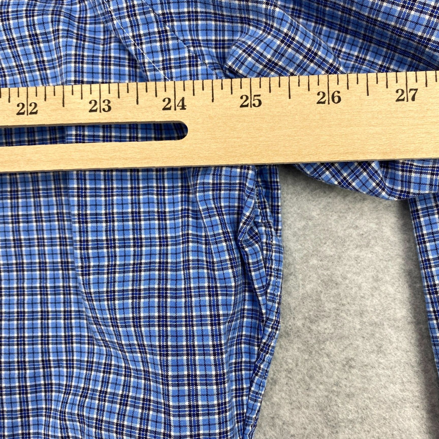 Ralph Lauren Ralph Lauren Dress Shirt Mens 17 Blue Check Classic Fit Long Sleeve Shirt Size 46R - 7 Thumbnail