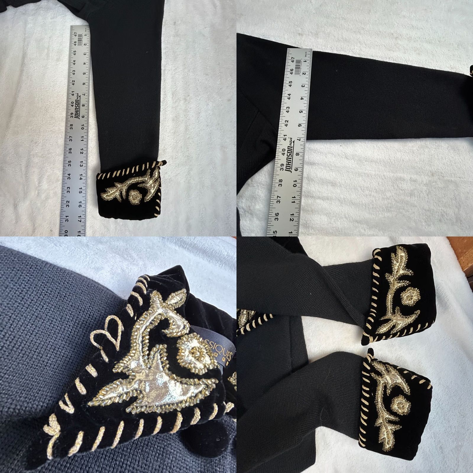 Vintage VINTAGE Classiques Entier Black Gold Embellished Wool Blend Cropped Jacket Small Women’s Jacket Size S / US 4 / IT 40 - 8 Thumbnail