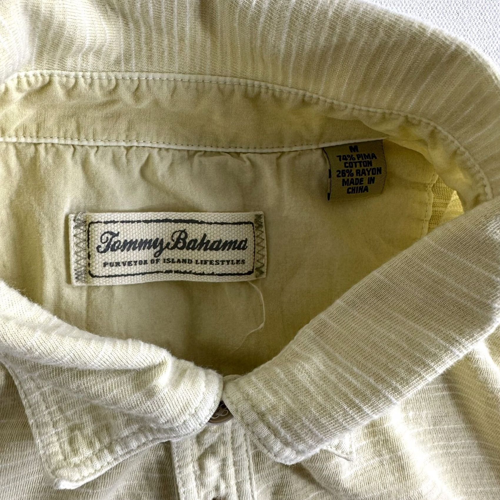Tommy Bahama Tommy Bahama Polo Shirt Short Sleeve Yellow White Striped Size Medium Mens Regular M Size US M / EU 48-50 / 2 - 5 Thumbnail