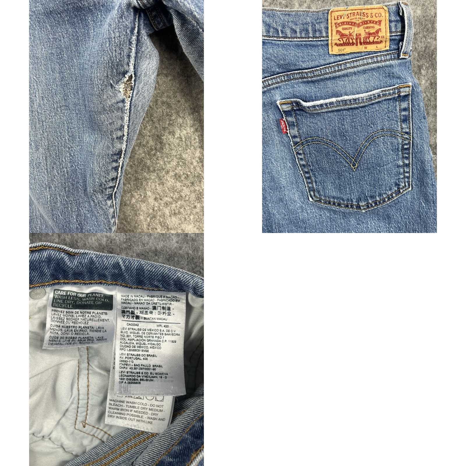 Levi's VINTAGE Levi's 501 Women's Jeans Regular Straight Blue 31x26 Jeans Womens Regular 5-Pocket Denim Medium Wash Distressed Molecule-free Size 24" / US 00 / IT 34 - 8 Thumbnail