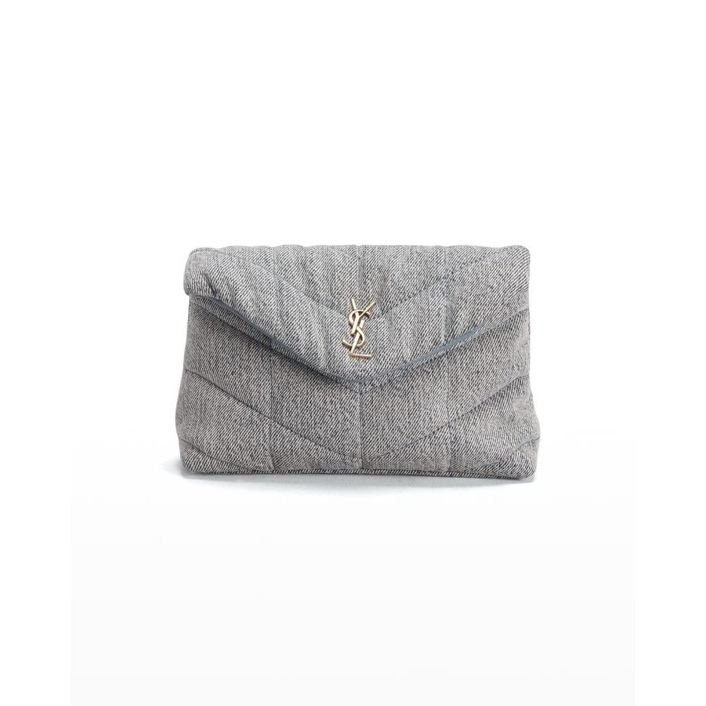 Saint Laurent Paris Saint Laurent Loulou Small Puffer Denim Pouch Clutch Size ONE SIZE - 2 Thumbnail