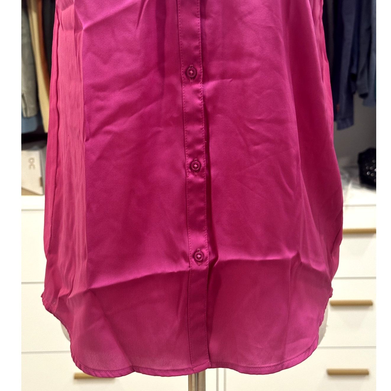 American Eagle Outfitters American Eagle Bright Fuchsia Button Down Sleeveless S Size S / US 4 / IT 40 - 3 Thumbnail