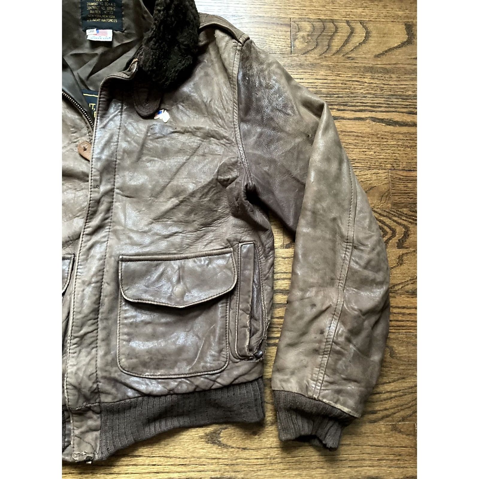 Avirex VINTAGE Avirex A-2 Leather Bomber Jacket Mens 38 USA Brown Flight Bomber Collared 30-1415 Size US XXS / EU 40 - 5 Thumbnail