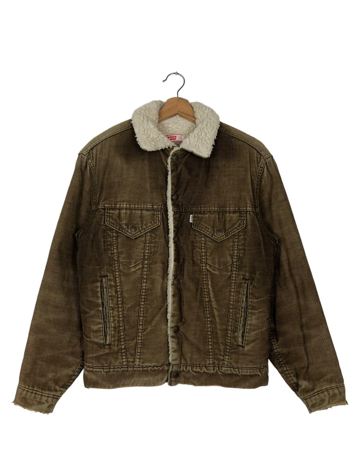 Levi's 🔥90’s VINTAGE LEVI’S TRUCKER SHERPA LINING CORDUROY Size US S / EU 44-46 / 1 - 2 Thumbnail
