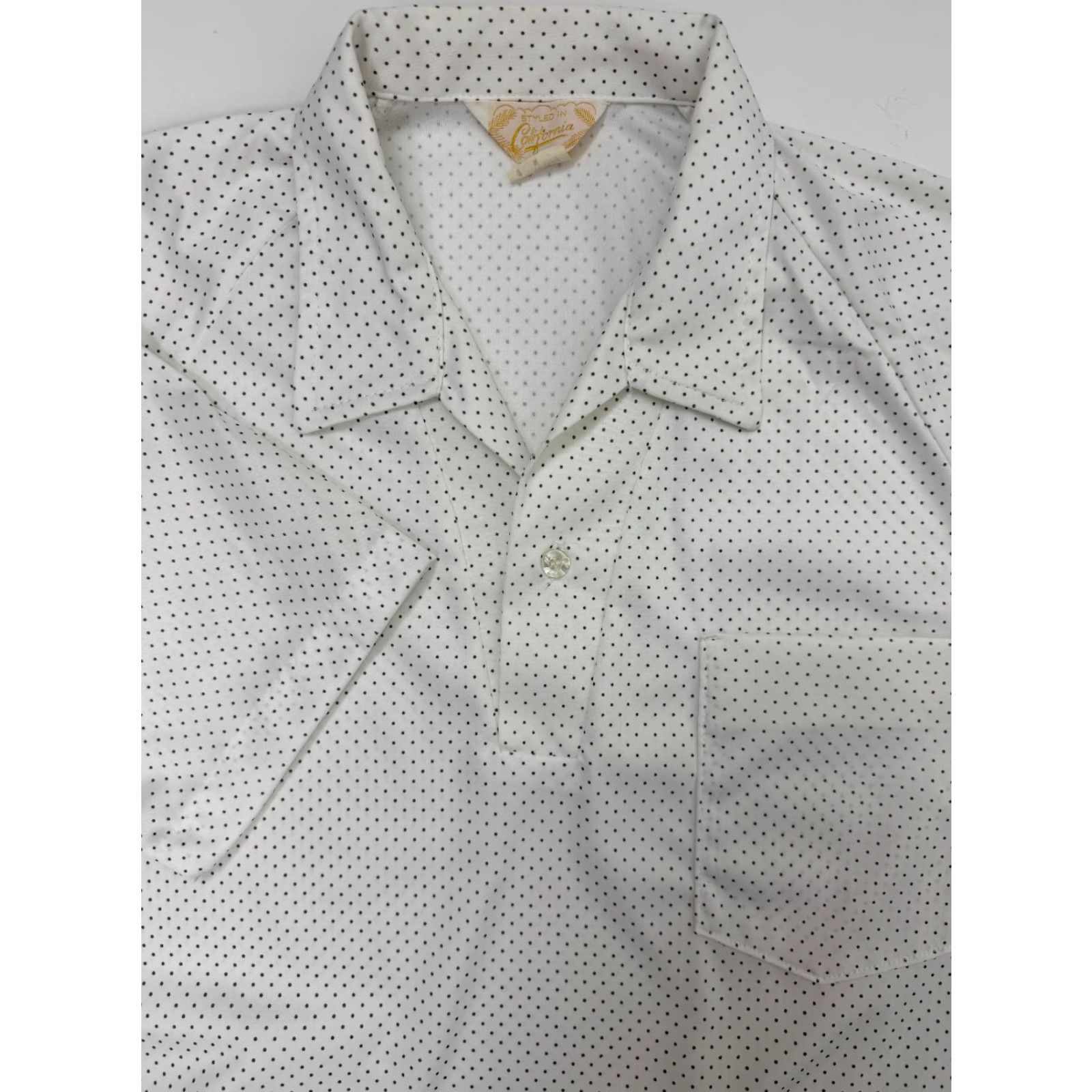 Vintage VINTAGE Styled in California Polo Shirt Men M White Polka Dot 60s 70s Vintage Hipster Retro Slim Short Sleeve Spread Collar Size US M / EU 48-50 / 2 - 2 Thumbnail