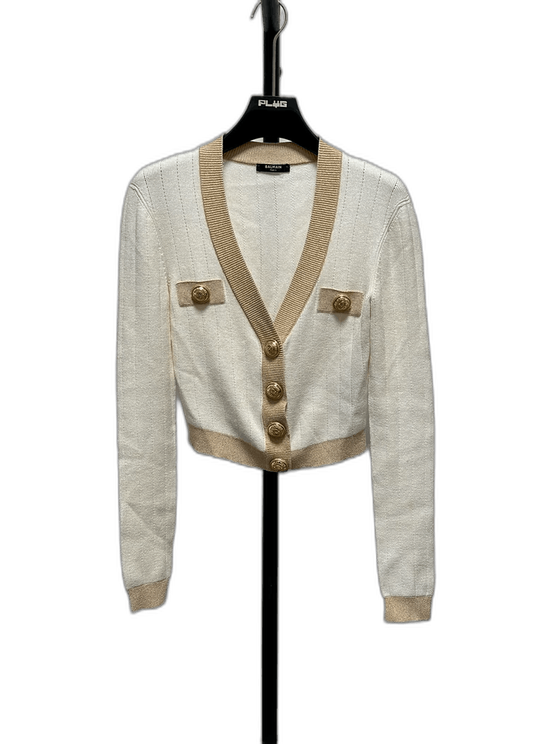 Balmain Balmain V-Neck Knit Cardigan with Gold Buttons Size US S / EU 44-46 / 1 - 1 Thumbnail