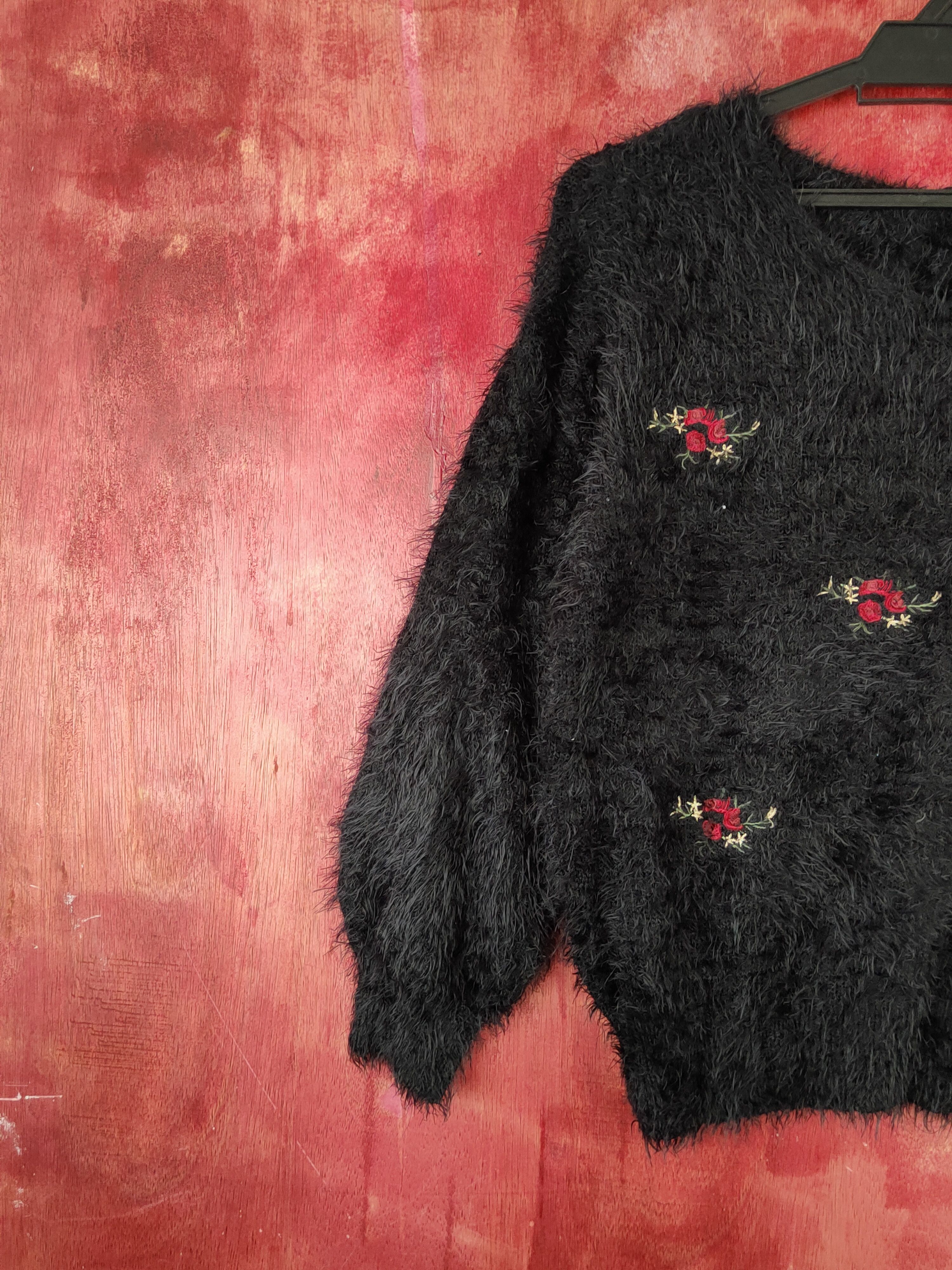Homespun Knitwear × Japanese Brand × Vintage Earth Music & Ecology Black Fur Mohair Knitwear #S1886 Size S / US 4 / IT 40 - 4 Thumbnail