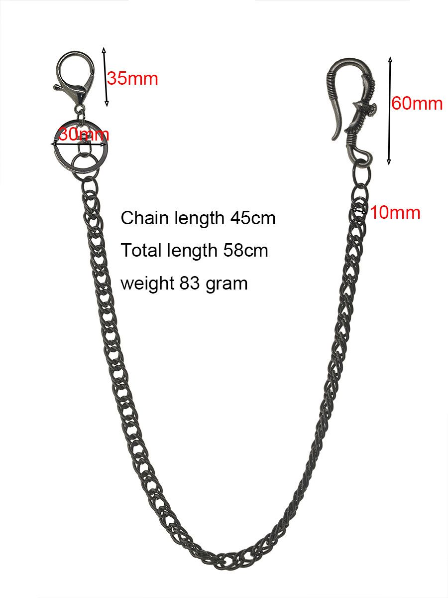 Japanese Brand Gunmetal Biker Pants Chain Double Wire Curl Size ONE SIZE - 6 Thumbnail