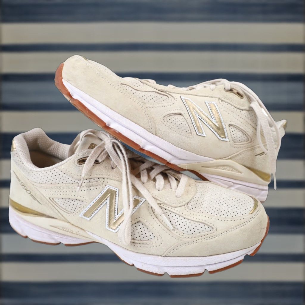 New Balance New Balance Sneakers 990v4 Angora Cream Gold Mens 12 Size US 12 / EU 45 - 1 Thumbnail
