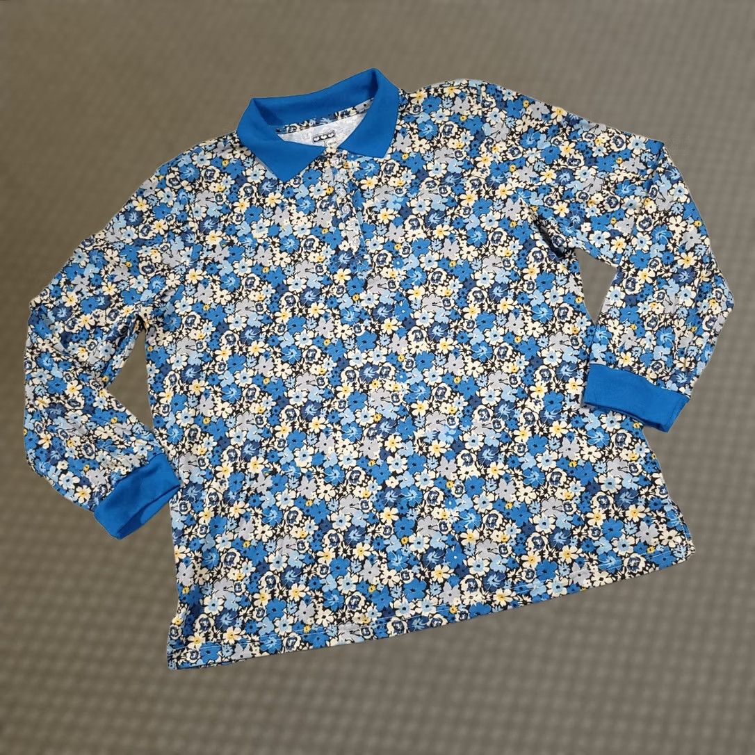 Vintage American Sweetheart Shirt Women's Large Blue Floral Long Sleeve Collared Button-Up Shirt Size L / US 10 / IT 46 - 1 Thumbnail