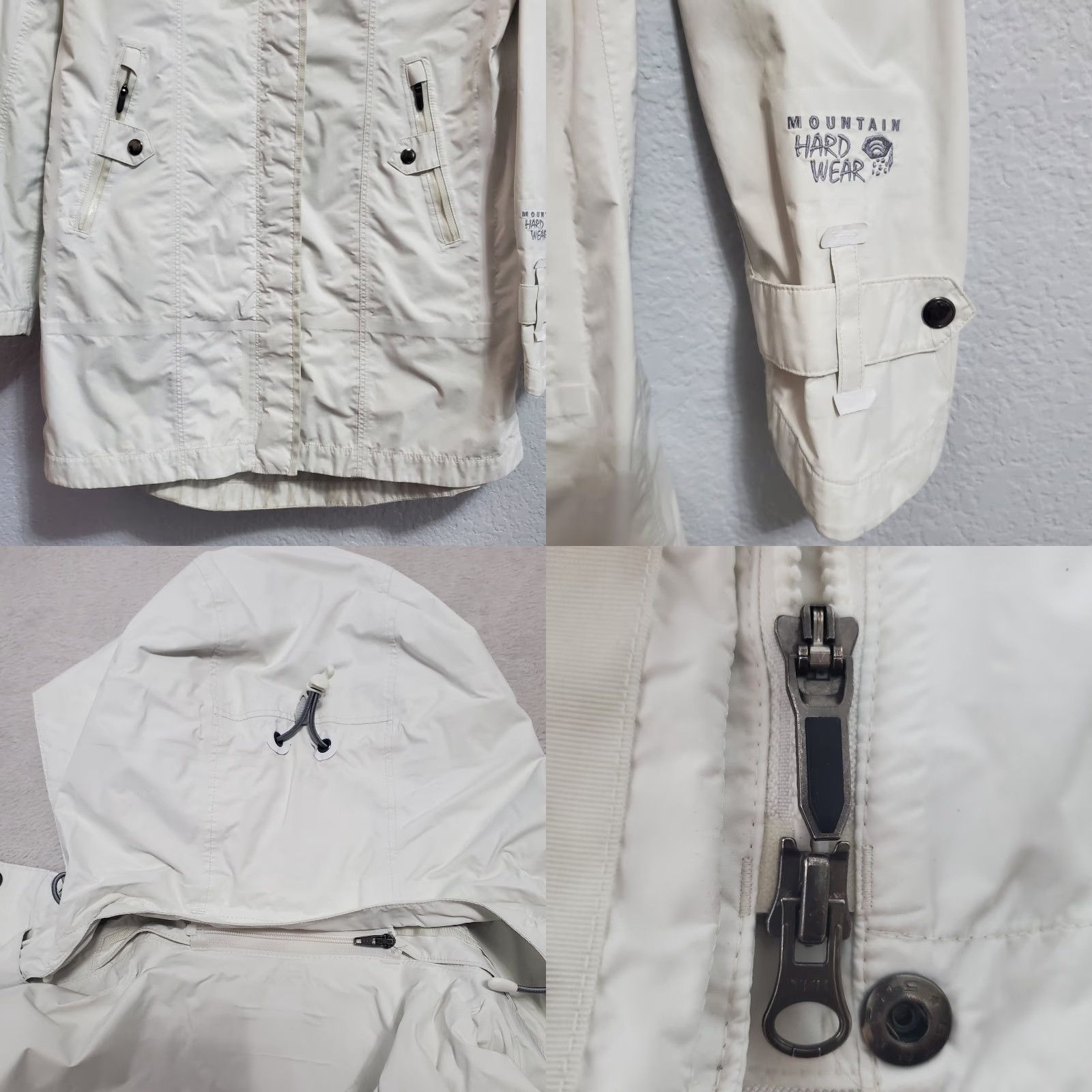 Mountain Hardwear VINTAGE Mountain Hardwear Rain Jacket Women S White Detachable Hood Nylon Soft Shell FLAW Size S / US 4 / IT 40 - 8 Thumbnail