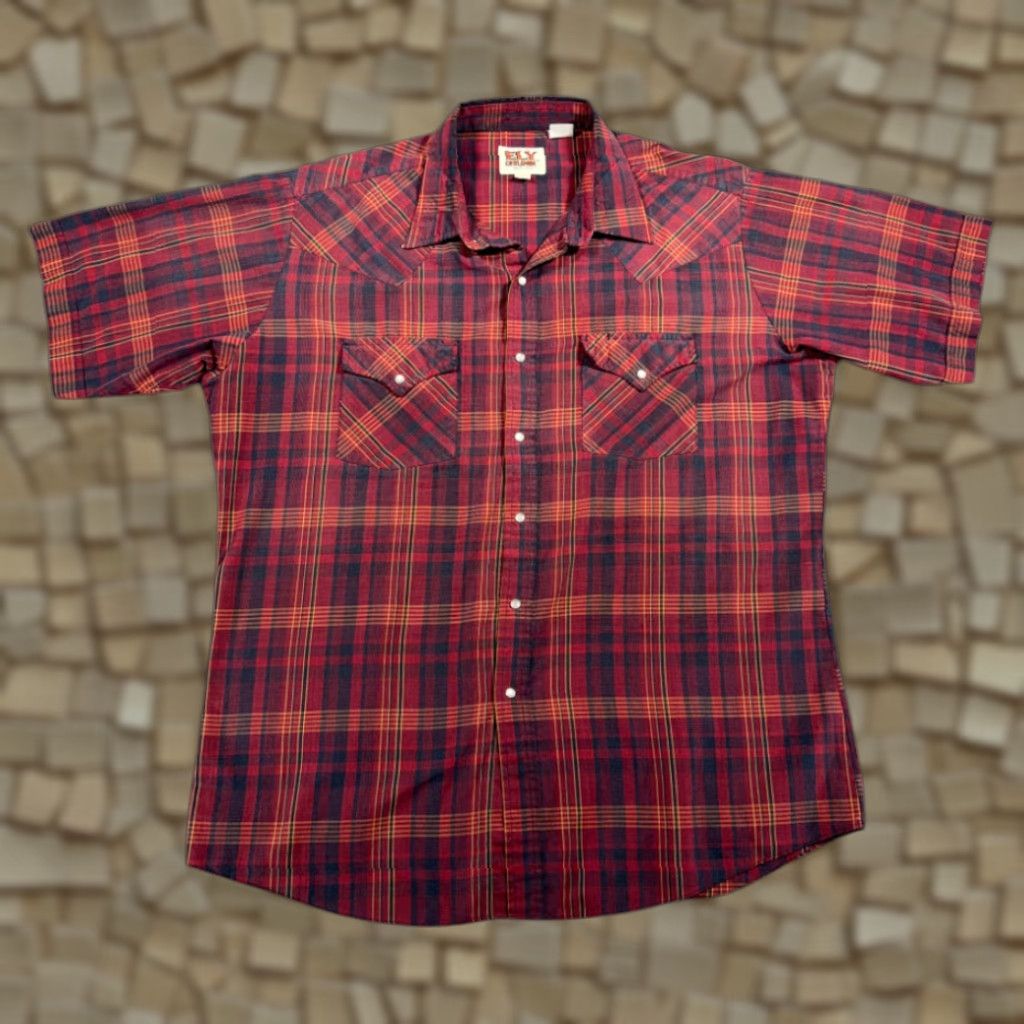 Vintage VINTAGE Ely Cattleman Western Shirt Adult LARGE Red Pearl Snap Cowboy 90s Shirt Mens Large Red Plaid Slim? Size US L / EU 52-54 / 3 - 1 Thumbnail