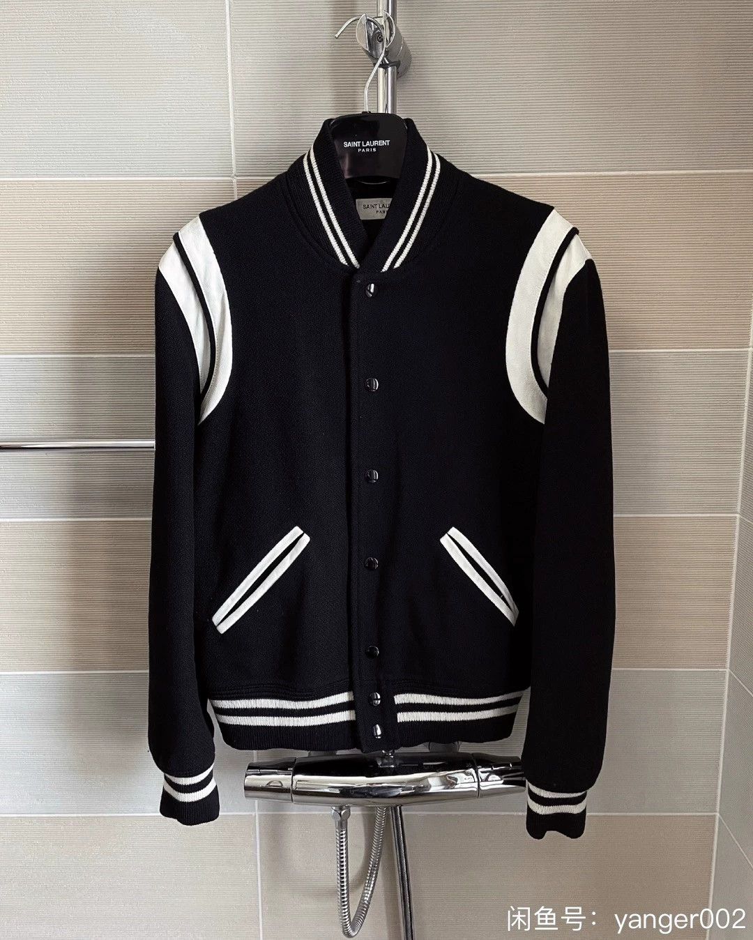Saint Laurent Paris Saint Laurent Men's Leather Sleeve Baseball Jacket Size US M / EU 48-50 / 2 - 1 Thumbnail