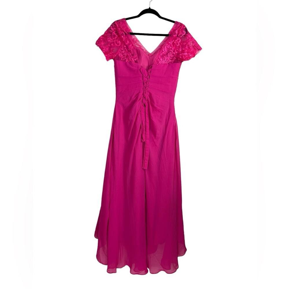 Designer Pink Lace Rhinestone Mother of The Bride Dress 10 Size L / US 10 / IT 46 - 6 Thumbnail