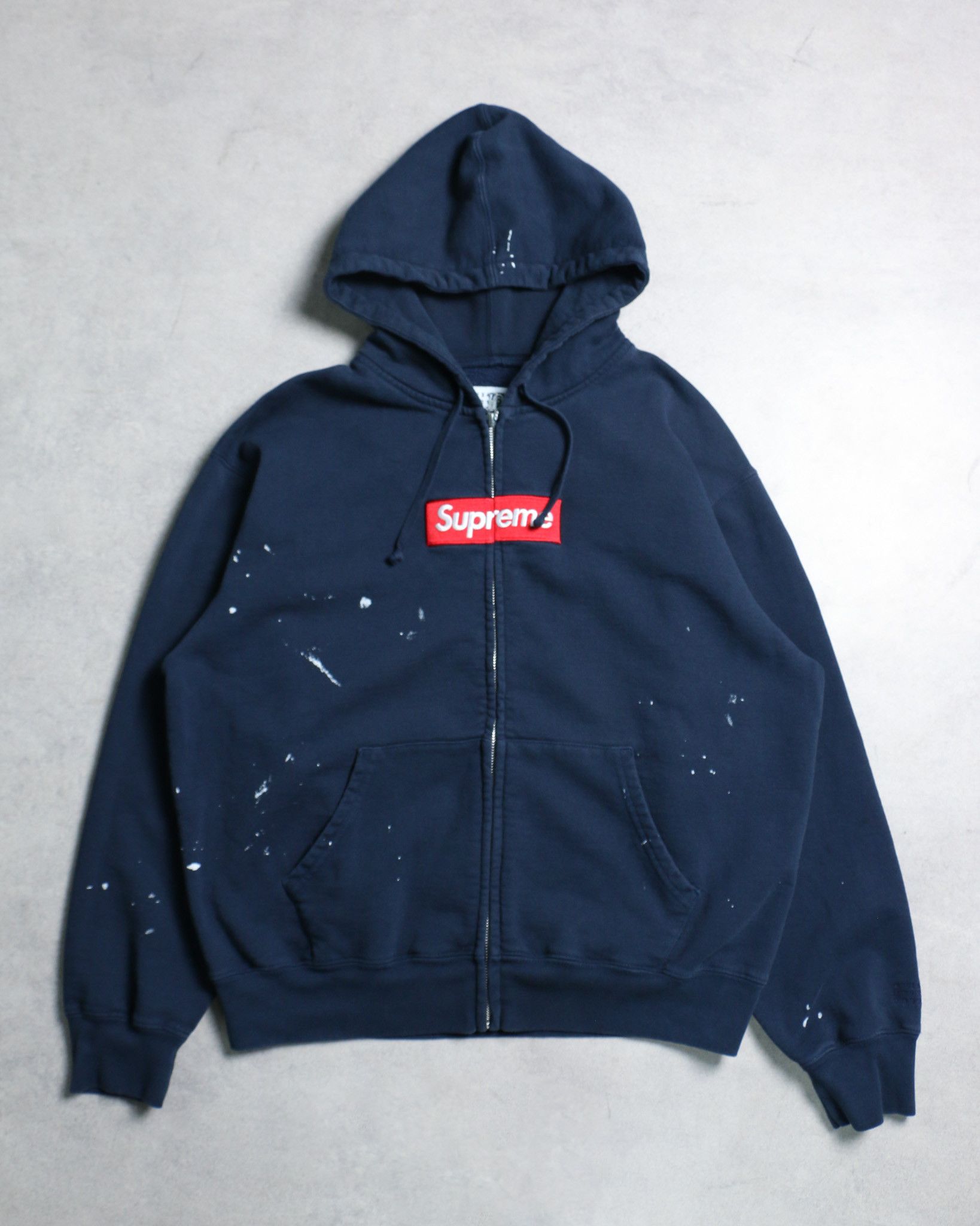 Maison Margiela Navy Red Logo Embroidered Cotton Hoodie | Grailed