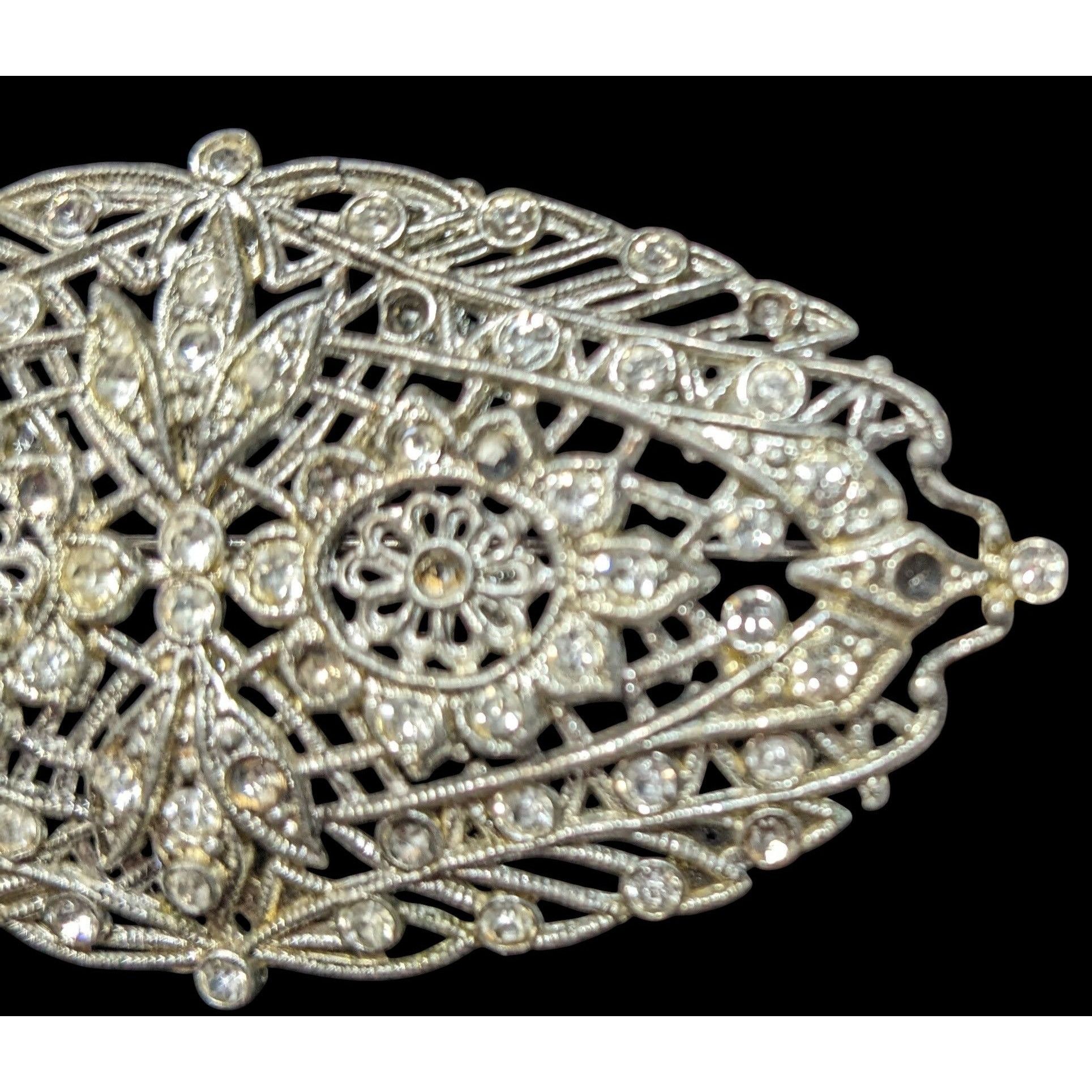 Other Vintage Glam Art Deco Large Silver Tone Brooch Size ONE SIZE - 3 Thumbnail