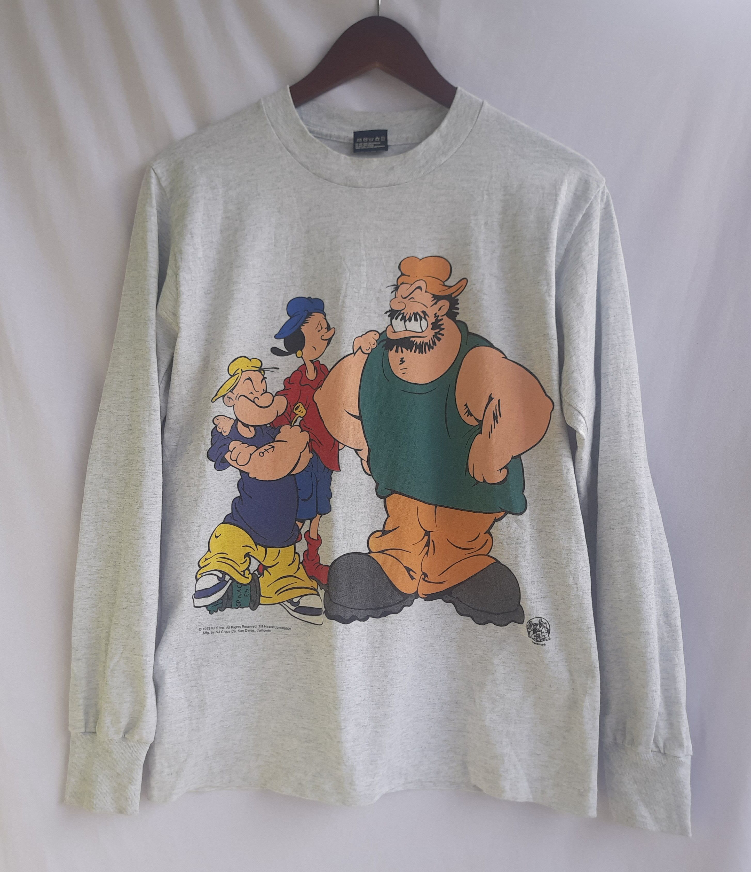 Vintage Vintage 90s Popeye Brutus Olive Double Side T-Shirt Size US M / EU 48-50 / 2 - 1 Thumbnail