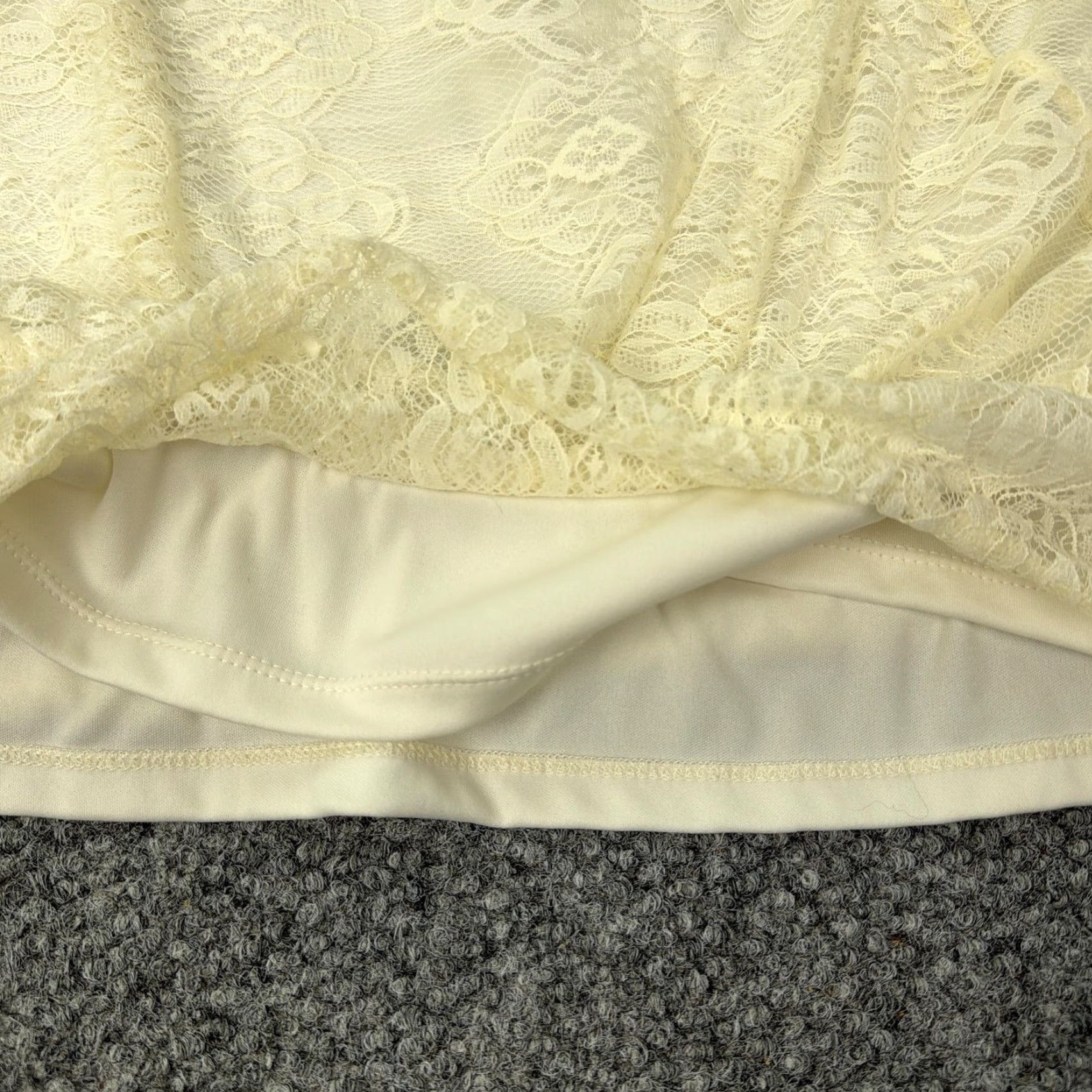 Style & Co VINTAGE Style & Co Shirt Womens Large Cream Lace Batwing Dolman Sheer Lined Blouse Size L / US 10 / IT 46 - 7 Thumbnail