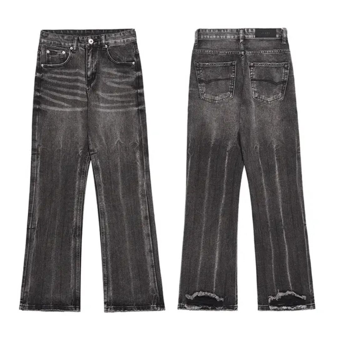 Japanese Brand Black straight flared denim washed Size US 29 - 7 Thumbnail