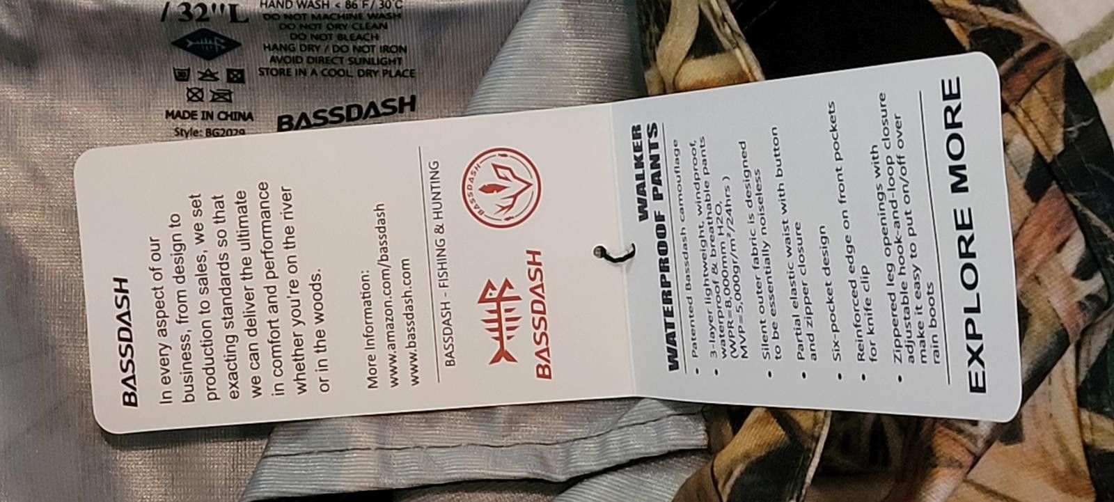 Other BASSDASH Men's Fishing & Hunting Walker Camo Pants 38 X 32" Size ONE SIZE - 6 Thumbnail