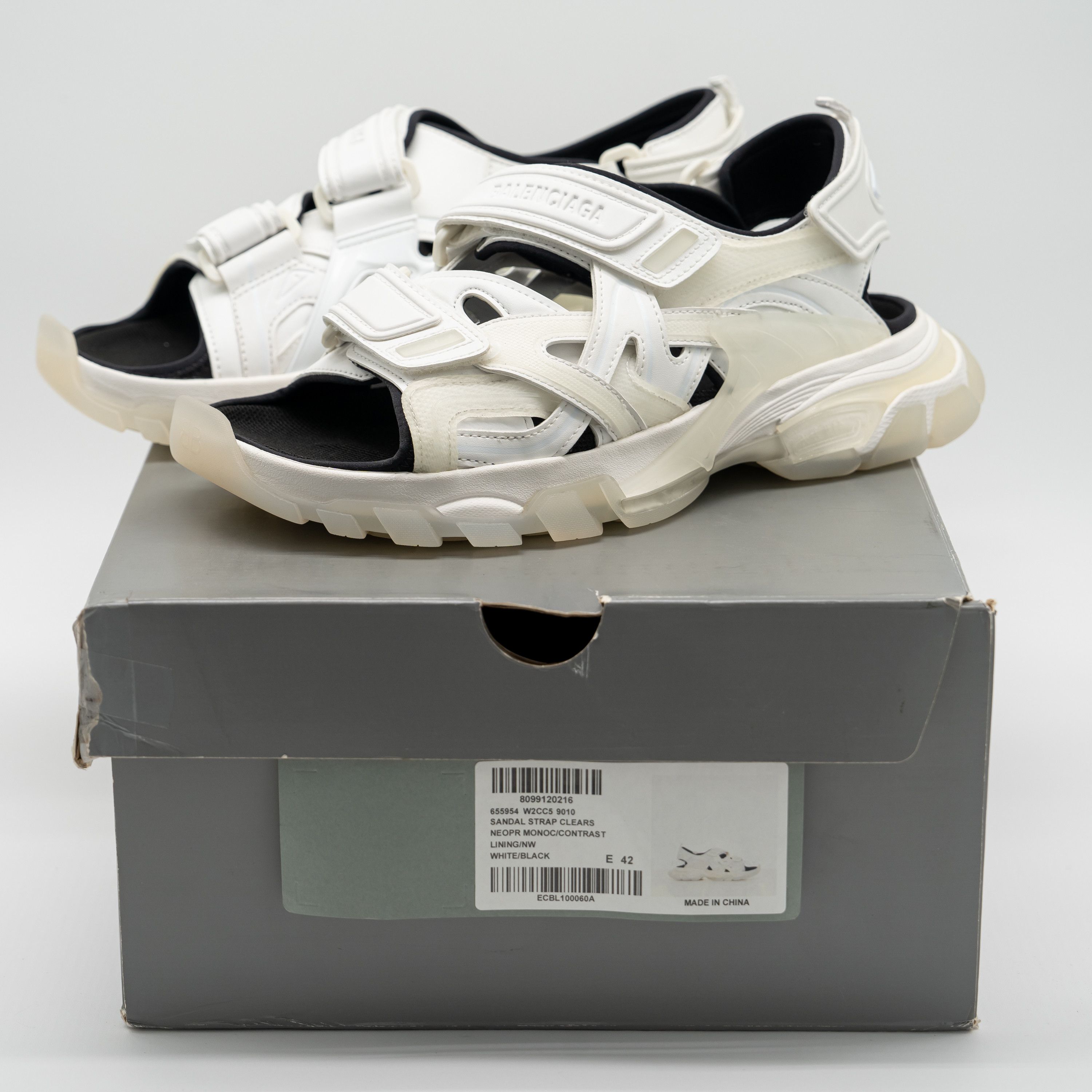 Balenciaga 42 - Balenciaga Track Sandals White Black Clear Soles Straps Size US 9 / EU 42 - 12 Thumbnail