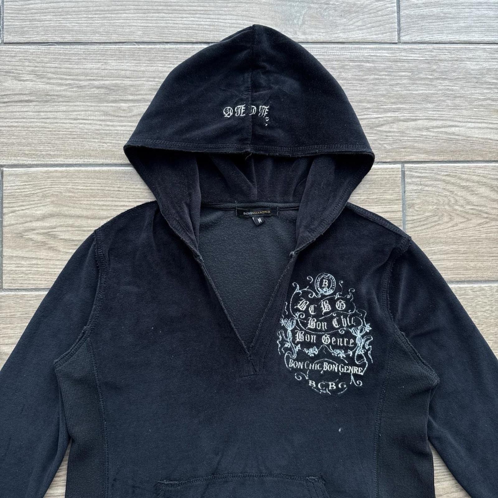 Bcbgmaxazria Y2K BCBG Black V Neck Hoodie Jacket Size M / US 6-8 / IT 42-44 - 6 Thumbnail